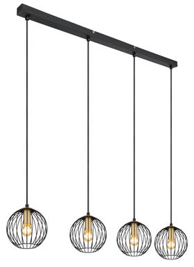 Suspension 4 lumières design Globo Eusebius Noir Métal 15589-4H