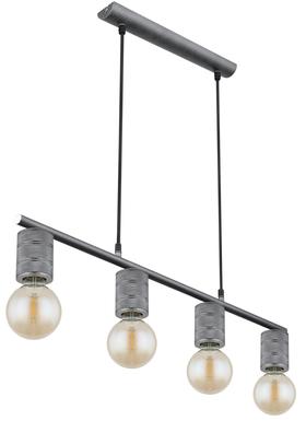 Suspension 4 lumières design Globo Freddy Gris Métal 54036-4H