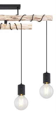 Suspension 4 lumières design Globo Hermine Noir Métal 54030-4D