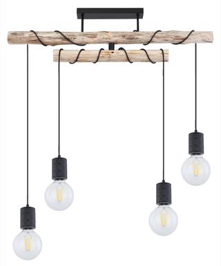 Suspension 4 lumières design Globo Hermine Noir Métal 54030-4D