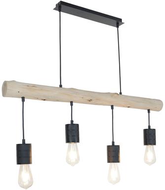 Suspension 4 lumières design Globo Hermine Noir Métal 54030-4H