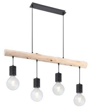 Suspension 4 lumières design Globo Hermine Noir Métal 54030-4H