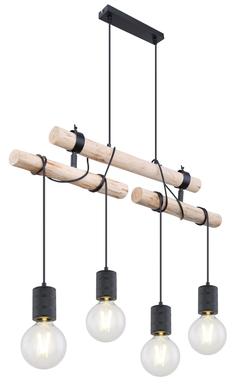 Suspension 4 lumières design Globo Hermine Noir Métal 54030-4H1