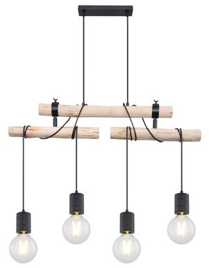 Suspension 4 lumières design Globo Hermine Noir Métal 54030-4H1