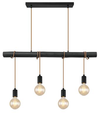 Suspension 4 lumières design Globo Leo Noir Métal 15459-4H