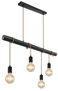 Suspension 4 lumières design Globo Leo Noir Métal 15459-4H