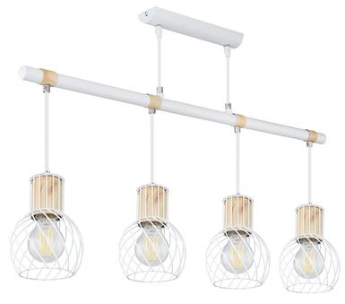 Suspension 4 lumières design Globo Luise Blanc Métal 54012-4H