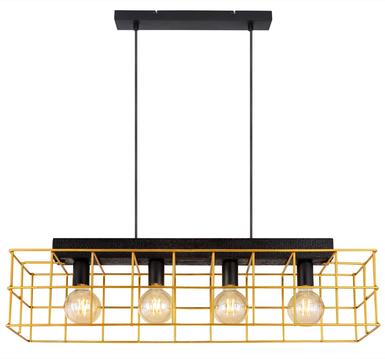 Suspension 4 lumières design Globo Merril Noir Métal 15530B-4H