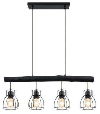 Suspension 4 lumières design Globo Mina Noir Métal 15326-4NB