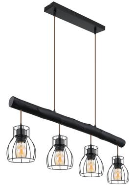 Suspension 4 lumières design Globo Mina Noir Métal 15326-4NB