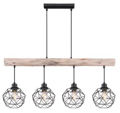 Suspension 4 lumières design Globo Theodor Noir Métal 15416-4