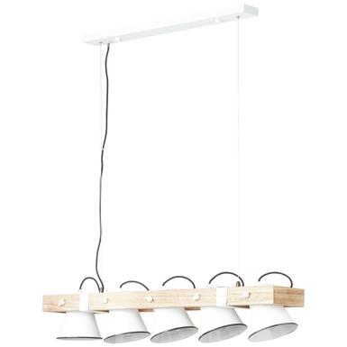 Suspension 5 lampes design Brilliant Plow Blanc Bois 82175/05