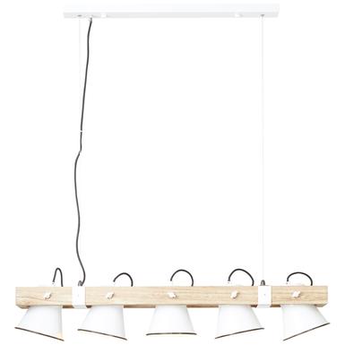 Suspension 5 lampes design Brilliant Plow Blanc Bois 82175/05