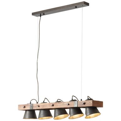 Suspension 5 lampes design Brilliant Plow Noir Bois 82175/46