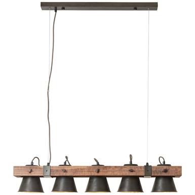 Suspension 5 lampes design Brilliant Plow Noir Bois 82175/46