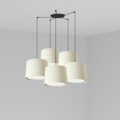 Suspension 5 lampes design Faro Conga Blanc Métal - Tissus 64314-54-5L