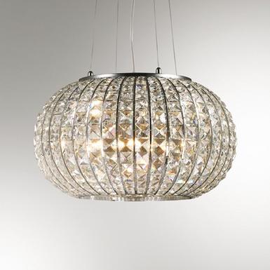 Suspension 5 lampes design Ideal lux Calypso Chrome 044200