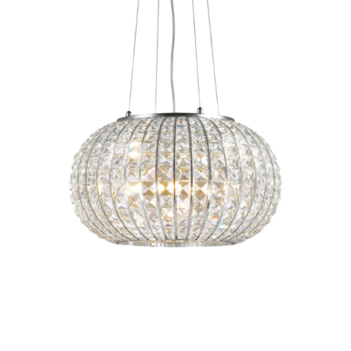 Suspension 5 lampes design Ideal lux Calypso Chrome 044200