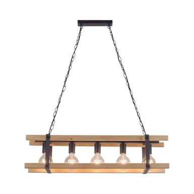 Suspension 5 lampes design Leuchten Direkt Edith Beige Bois 15685-79