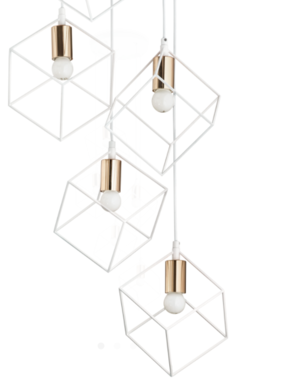 Suspension 5 lampes industrielle Ideal lux Ice Blanc / Or Métal 237671