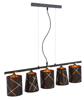 Suspension 5 lumières design Globo Bemmo Noir Métal 15431-5H