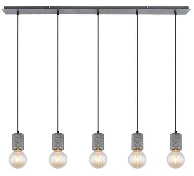 Suspension 5 lumières design Globo Freddy Gris Métal 54036-5H