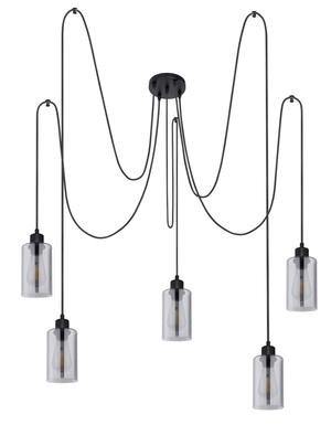 Suspension 5 lumières design Globo Hadera Noir Métal 15465-5H