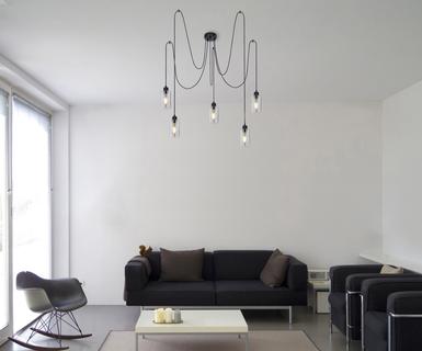 Suspension 5 lumières design Globo Hadera Noir Métal 15465-5H