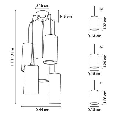 Suspension Cosiness - 5xE27 - Ø 44 cm - - Métal / Tissus - Market Set - PR503515