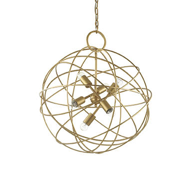 Suspension 6 lampes design Ideal lux Konse Or Métal 156026