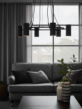 Suspension 6 lampes design Markslöjd Porto Noir Métal 107357