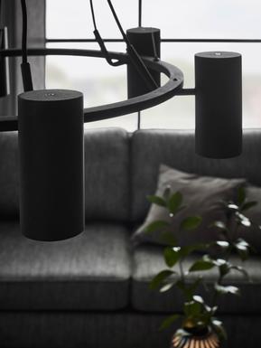 Suspension 6 lampes design Markslöjd Porto Noir Métal 107357