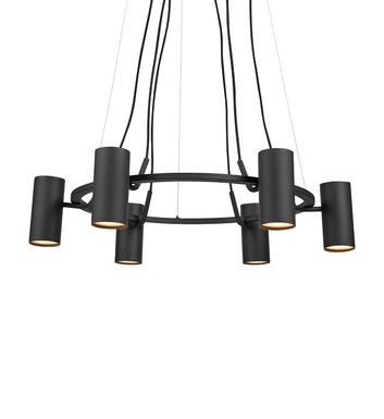 Suspension 6 lampes design Markslöjd Porto Noir Métal 107357