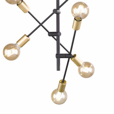 Suspension 6 lampes design Trio Cross Noir Métal 306700632