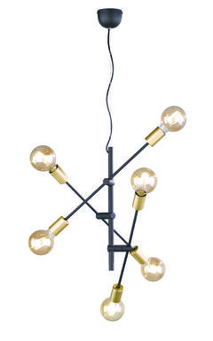 Suspension 6 lampes design Trio Cross Noir Métal 306700632