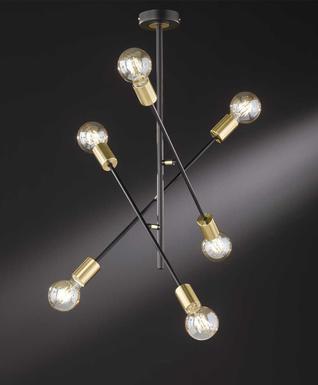Suspension 6 lampes design Wofi Tanil Or 9565.06.46.8100