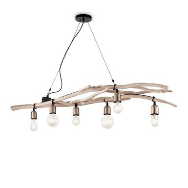 Suspension 6 lampes en bois flotté Ideal lux Driftwood Beige Bois 180922