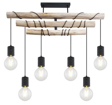 Suspension 6 lumières design Globo Hermine Noir Métal 54030-6D