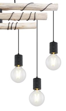 Suspension 6 lumières design Globo Hermine Noir Métal 54030-6D