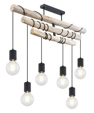 Suspension 6 lumières design Globo Hermine Noir Métal 54030-6D