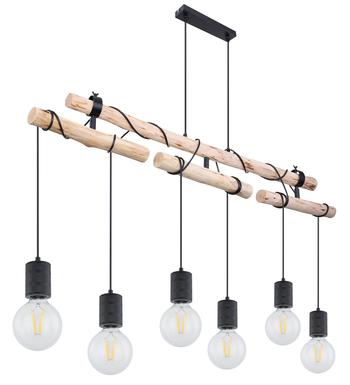 Suspension 6 lumières design Globo Hermine Noir Métal 54030-6H