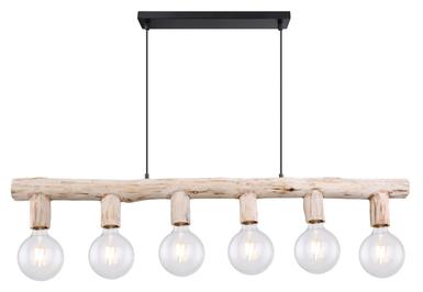 Suspension 6 lumières design Globo Ray Noir Métal 15441-6H