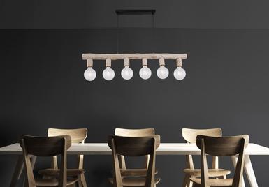Suspension 6 lumières design Globo Ray Noir Métal 15441-6H