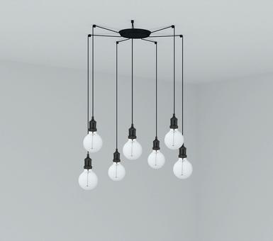 Suspension 7 lampes design Faro Art Noir Acier 64135-7L