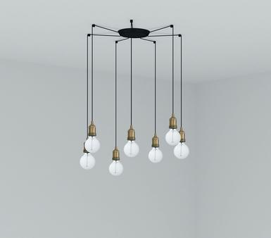 Suspension 7 lampes design Faro Art Or Acier 64137-7L