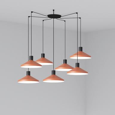 Suspension 7 lampes design Faro Kombo Terracotta Métal 68597-7L