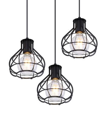 Suspension 7 lumières design Globo Clastra Noir Métal 15388-7D