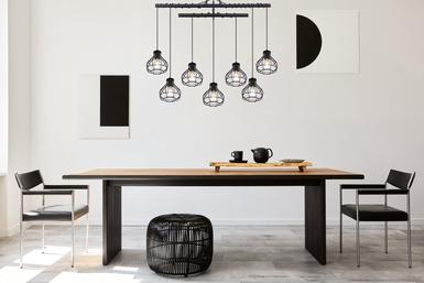 Suspension 7 lumières design Globo Clastra Noir Métal 15388-7D