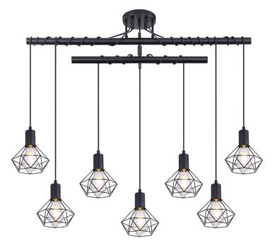 Suspension 7 lumières design Globo Xara Noir Métal 54802S-7D