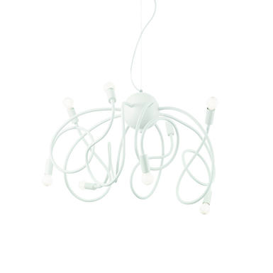 Suspension 8 lampes design Ideal lux Multiflex Blanc 01 Métal 141893